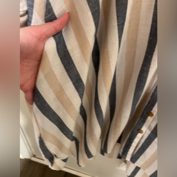 Mlle Gabrielle Lightweight Striped Button Down Shirt Dress ~ Size 3X 💙🤎 - Picture 8 of 12